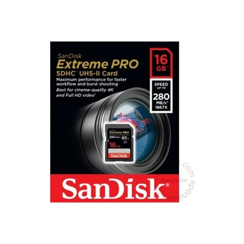 Sandisk SD 16GB ExtremePro 280mb/s memorijska kartica Slike