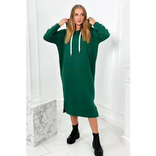 Kesi Long green dress with a hood