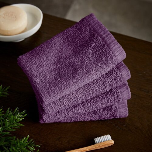 Catherine Lansfield Vijolične hitro su&amp;scaron;eče bombažne brisače v kompletu 4 ks 30x30 cm Quick Dry &amp;ndash; Slike