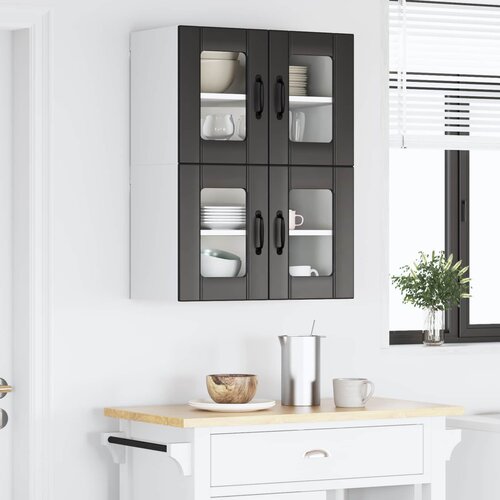  Zidni stakleni ormarić Lucca 2 pcs Crna 60 x 31 x 40 cm Slike