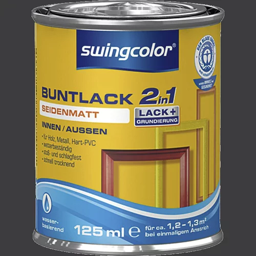 SWINGCOLOR Akrilni barvni lak 2 v 1 (svilenkasto mat; barva: črna; 125 ml)