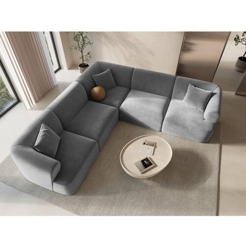Cosmopolitan Design Svetlo siva žametna kotna sedežna garnitura Campi &amp;ndash; Slike