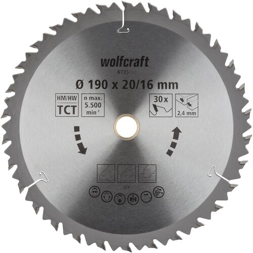 Wolfcraft Kružna testera za ručne cirkulare, HM, 190mm 6735000 Slike