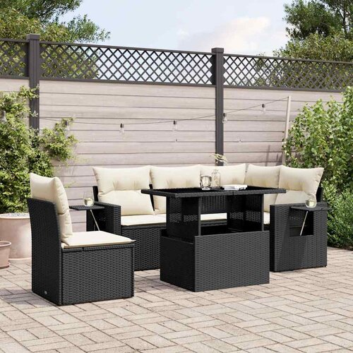  6-dijelni set vrtnih sofa s jastucima crni od poliratana Crna 100 x 55 x 73 cm Cijene
