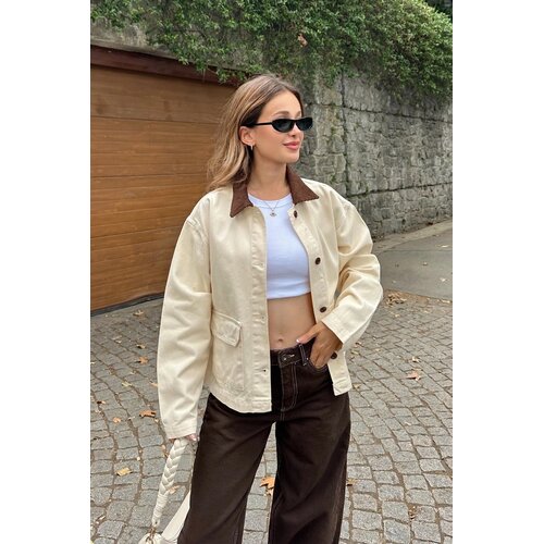 TRENDYOLMILLA ženska ko&scaron;ulja jakna Twoaw26Ce00004, Ecru-Ecru Cene
