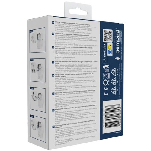 Gembird Travel adapter TPA-1A2C20-02-W Univerzalni 20W Slike