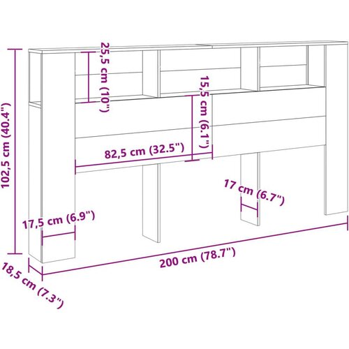 VidaXL Uzglavlje s ormarićem boja taro drvo 200x18,5x102,5 cm drveni Slike