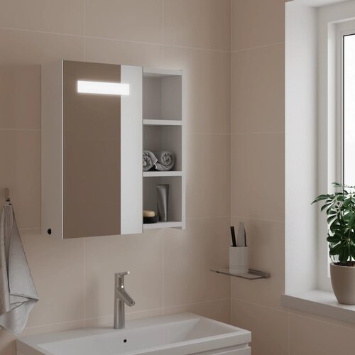 vidaXL Kopalniška omarica z ogledalom z LED lučko bela 45x13x52 cm Cene