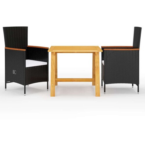  3-dijelni vrtni blagovaonski set crni Slike