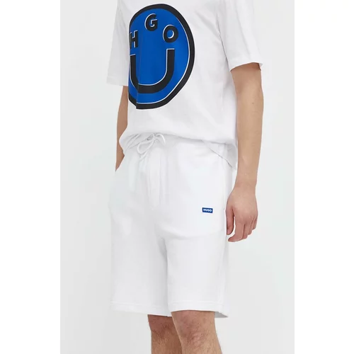 Hugo Blue Bombažne kratke hlače bela barva