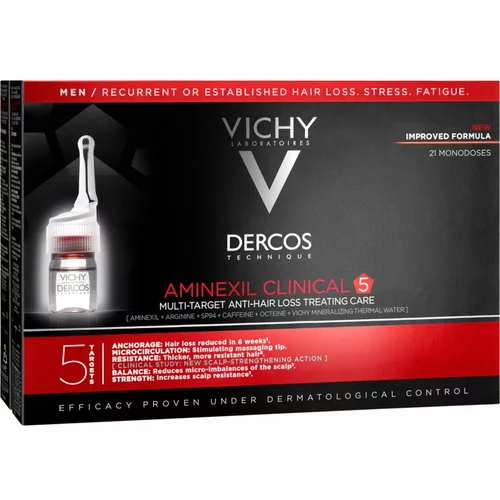 Vichy dercos aminexil clinical 5 darilni set nega za lase 21 x 6 ml + aplikator 1 kos za moške
