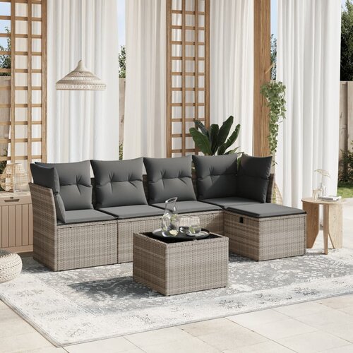 vidaXL 6-dijelni set vrtnih sofa od poliratana s jastucima svjetlosivi Cijene