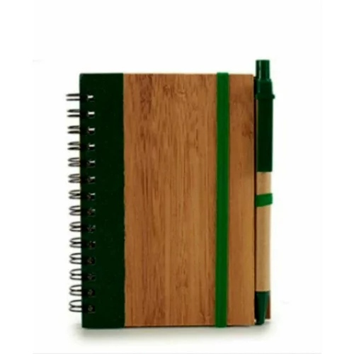  Beležka iz bambusa + pero - Zelena
