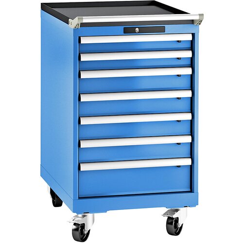 LISTA Predalnik, jeklena pločevina, VxŠ 990 x 564 mm, 7 predalov, pomično, svetlo modra Cene