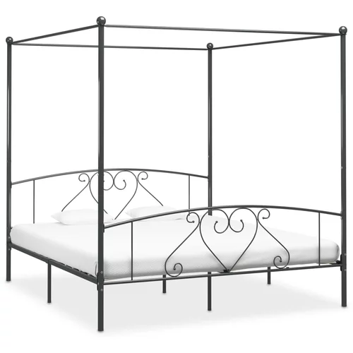  za krevet s nadstrešnicom sivi metalni 180 x 200 cm