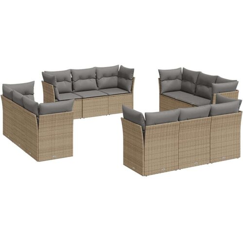 vidaXL 12-dijelni set vrtnih sofa od poliratana s jastucima bež Cene