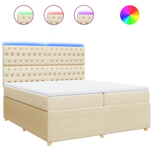 vidaXL Box spring postelja z vzmetnico krem 200x200 cm blago, (21306378) Cene