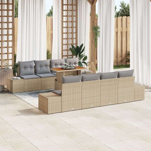  Vrtni Sofa Set Set od 7 Bež Poli Ratan Slike