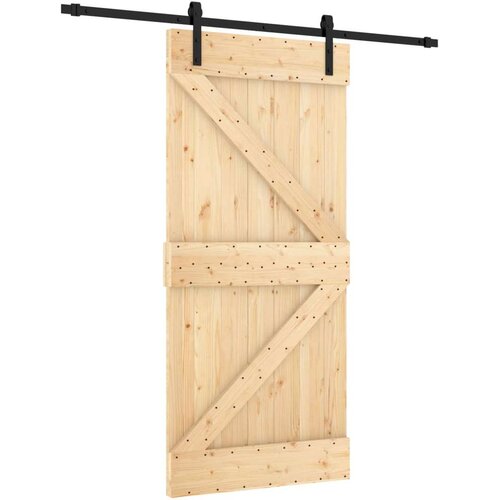  Klizna vrata Prirodna i crna 95 x 210 cm Čvrsta borovina Cene