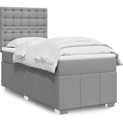 vidaXL Box spring postelja z vzmetnico svetlo siva 90x190 cm blago Cene