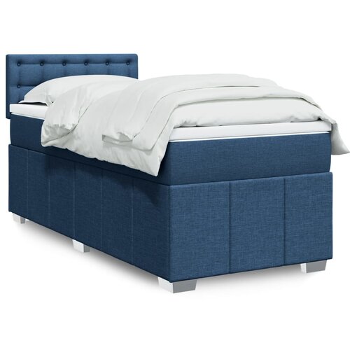 vidaXL Box spring postelja z vzmetnico modra 90x200 cm blago Cene