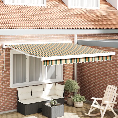 VidaXL Avtomatska retraktibilna tenda zelena in rumena 350x250 cm, Tenda nadomestna tkanina za okvir 3,5x2,5 m zelena in rumena Slike