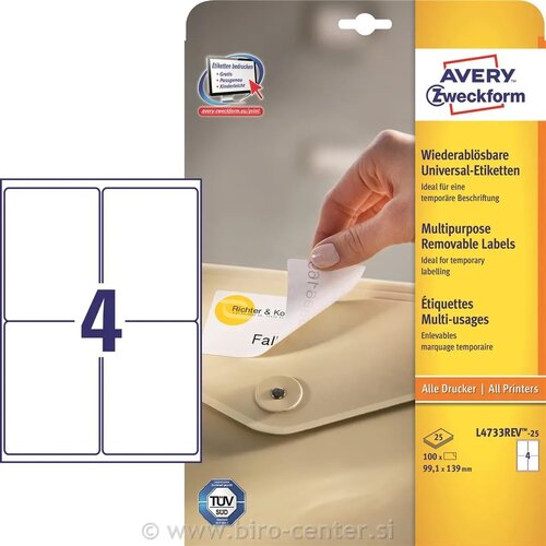 Avery Zweckform Odstranljive univerzalne etikete 99,1 x 139 mm Cene