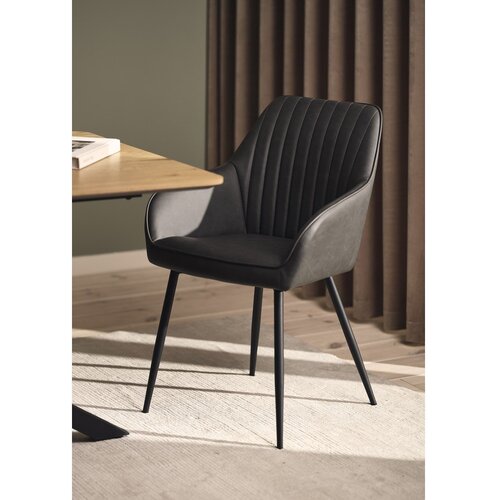 Unique Furniture Temno sivi jedilni stoli iz umetnega usnja z nasloni za roke v kompletu 2 ks Nolan Stripe &amp;ndash; Slike