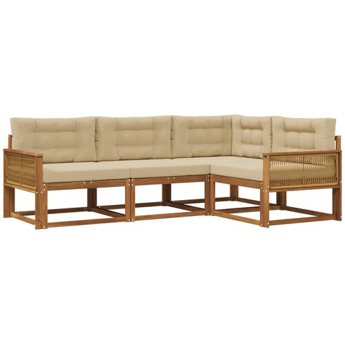 vidaXL Zunanja garnitura za sedenje z blazino 4 pcs Naravna in bež, (5000281325) Cene