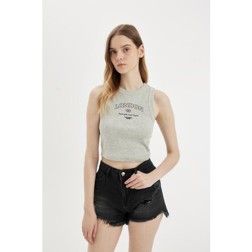 Defacto Fitted Printed Crew Neck Ribbed Camisole Athlete Slike