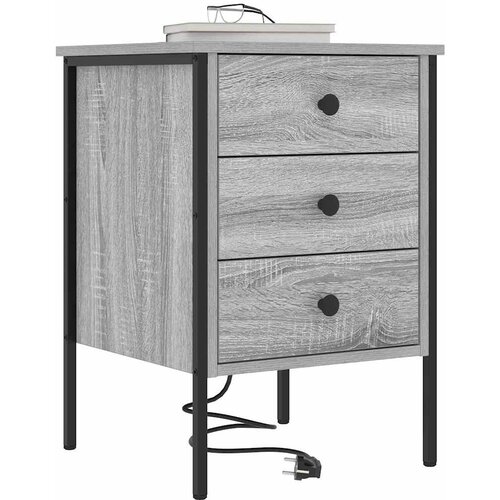  Noćni ormar 2 pcs Siva Sonoma 42 x 41 x 61 cm Konstruirano drvo Slike