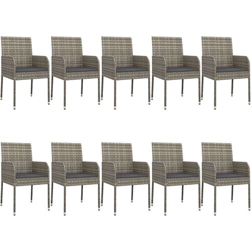  11-dijelni vrtni blagovaonski set crno-sivi od poliratana Cijene