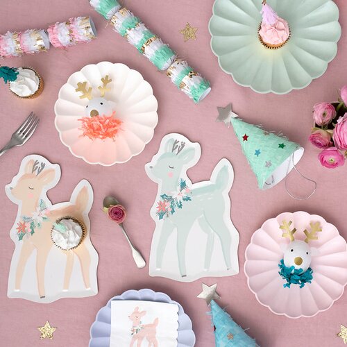 Meri Meri papirnati tanjuri die cut pastel deer (8 komada) Slike