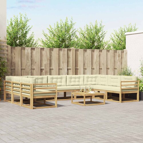  Set vanjskih sofa s jastukom 10 pcs Bijela i krem Cene