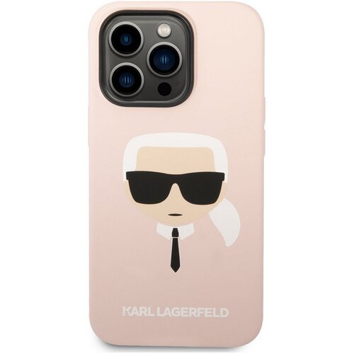 Karl Lagerfeld Maska za telefon Liquid Silicone Karl Head za iPhone 14 Pro Pink Slike