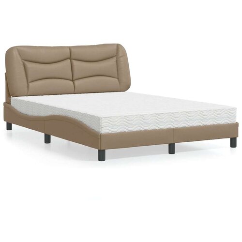  Krevet s madracem boja cappuccina 120 x 200 cm od umjetne kože Slike