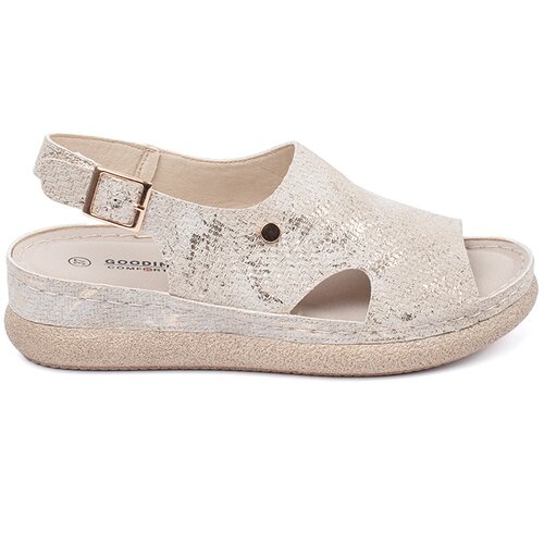 GOODIN Flat sandals with taupe buckle Cijene