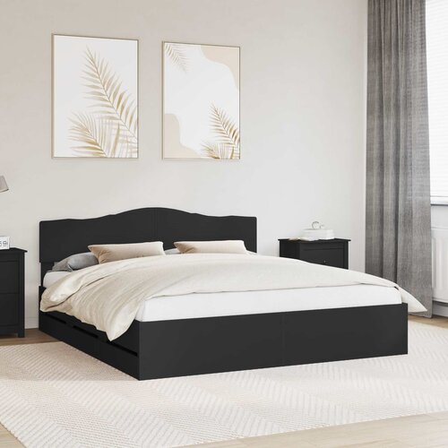  Krevetna konstrukcija Crna 180 x 200 cm Inženjersko Drvo Cijene