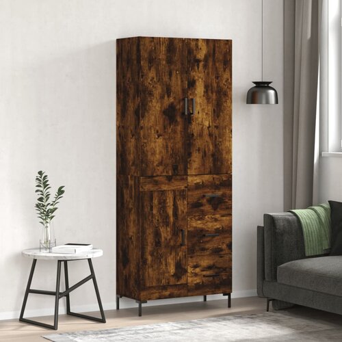 vidaXL Visoka komoda dimljeni hrast 69 5x34x180 cm konstruiranog drva Cene