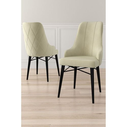 Hanah home set trpezarijskih stolica Neta 8 kom, krem tkanina Babyface, crne drvene noge Cene