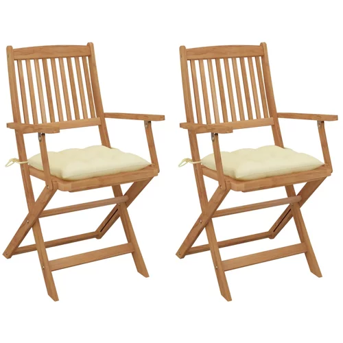 vidaXL Sklopive vrtne stolice s jastucima 2 kom od bagremovog drva
