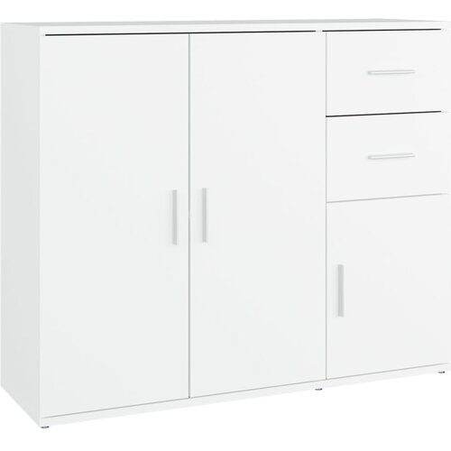 VidaXL Komoda bela 91x29,5x75 cm inženirski les, (20654194) Slike