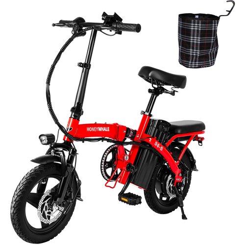Honey Whale električno kolo S6-S 350 w motor 48 v 10,4 ah baterija disk zavore dosega 35 km - rdeča, (21289404) Cene