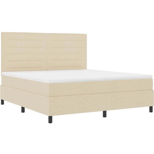  Krevet s opruga kutije s madracem Krema 180 x 200 cm tkanina Slike