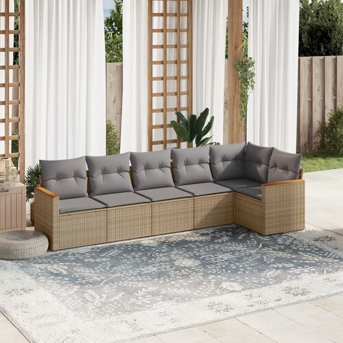 vidaXL 6-dijelni set vrtnih sofa s jastucima bež od poliratana Cijene