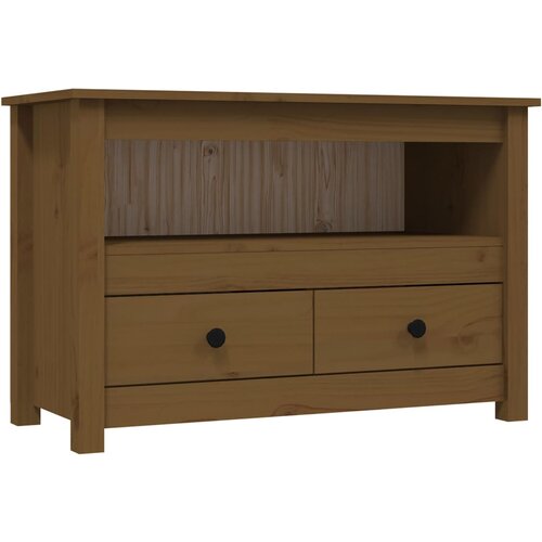 Maison Chic TV omarica - TV stojalo - Televizijska omarica medeno rjava 79x35x52 cm trdna borovina, (21698840) Slike