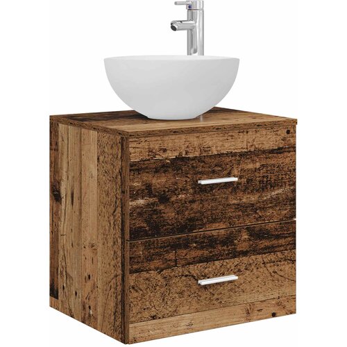 vidaXL Lavabo - Umivaonik s montiranjem na zid Staro drvo 49 5 x 35 x 63 cm - Staro drvo Cijene