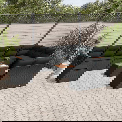 vidaXL 11-dijelni set vrtnih sofa od poliratana s jastucima crni Cijene