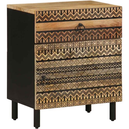 vidaXL Krevetni ormarić crni 50x33x60 cm Puno grubo drvo Mango Cijene