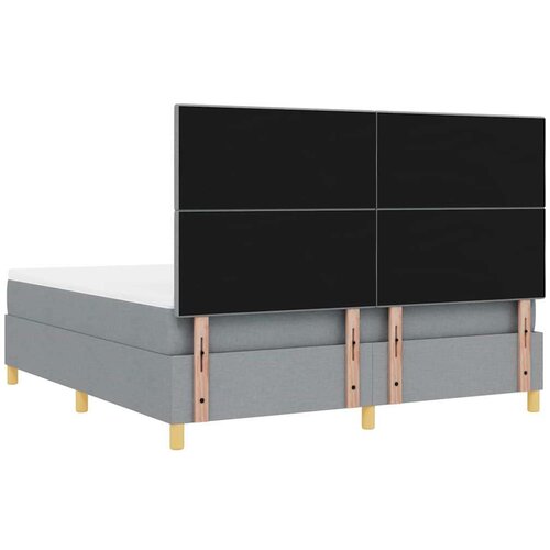  LED Box Spring Krevet Svijetlo siva 180 x 200 cm tkanina Slike